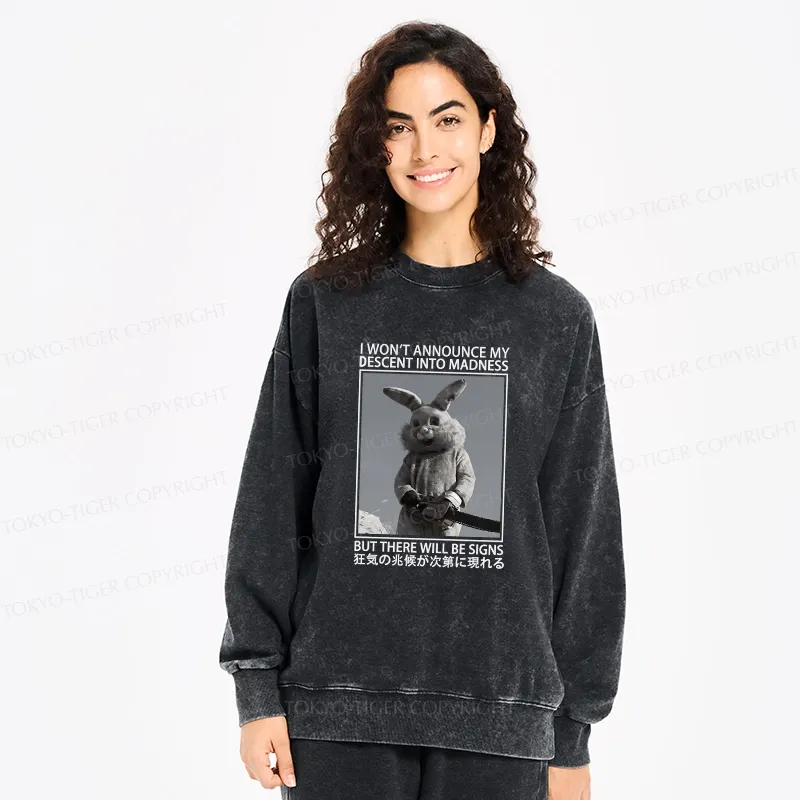 Tokyo-Tiger Rabbit Goes Into Madness Washed Sweatshirt