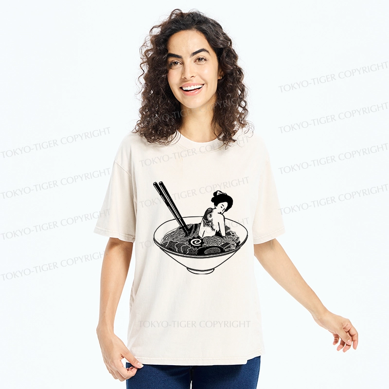 Tokyo-Tiger Geisha Tattoo Ramen Washed T-Shirt