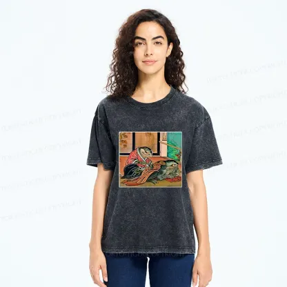 Tokyo-Tiger Frog Tattoo Washed T-Shirt