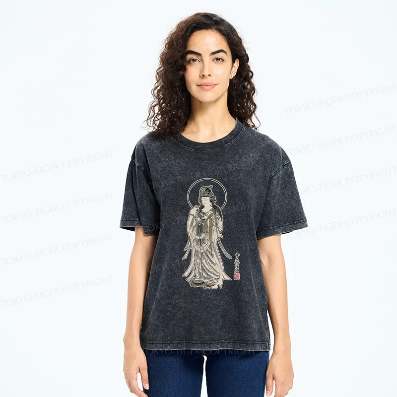 Tokyo-Tiger Vintage Guanyin Bodhisattva Washed T-Shirt