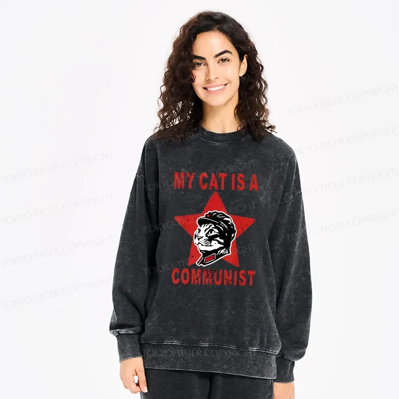 Tokyo-Tiger Funny Cat-ism Washed Sweatshirt