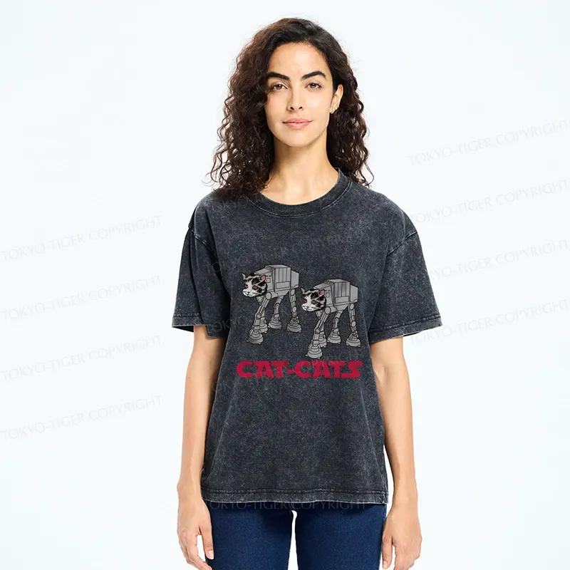 Tokyo-Tiger Walking Robot Cat Washed T-Shirt