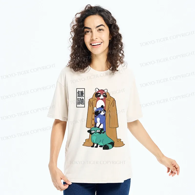 Tokyo-Tiger Funny Sickle Weasel Washed T-Shirt