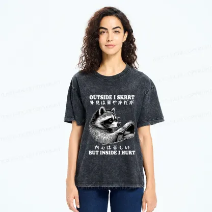 Tokyo-Tiger Outside I Skrrt But Inside I Hurt Washed T-Shirt