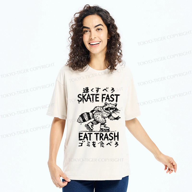 Tokyo-Tiger Skate Fast Eat Trash Washed T-Shirt