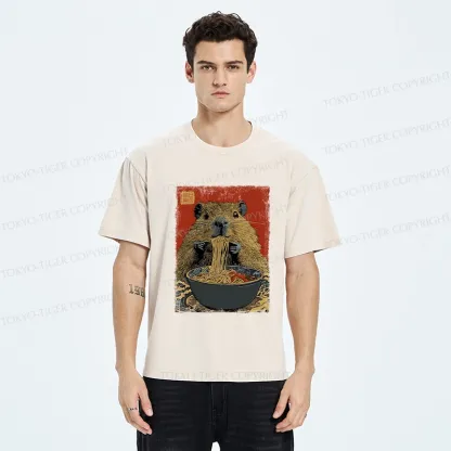 Tokyo-Tiger Capybara Ramen Lover Washed T-Shirt