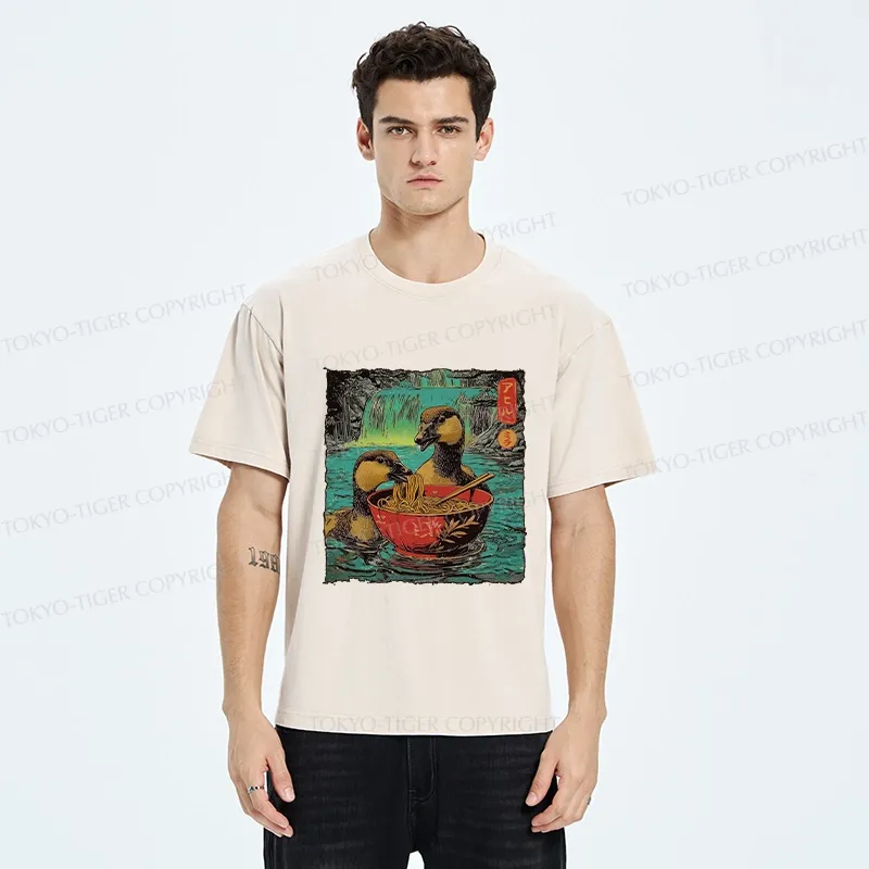Tokyo-Tiger Ramen Lover Goose Washed T-Shirt