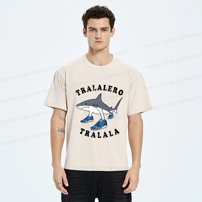 Tokyo-Tiger Tralalero Tralala Funny Washed T-Shirt