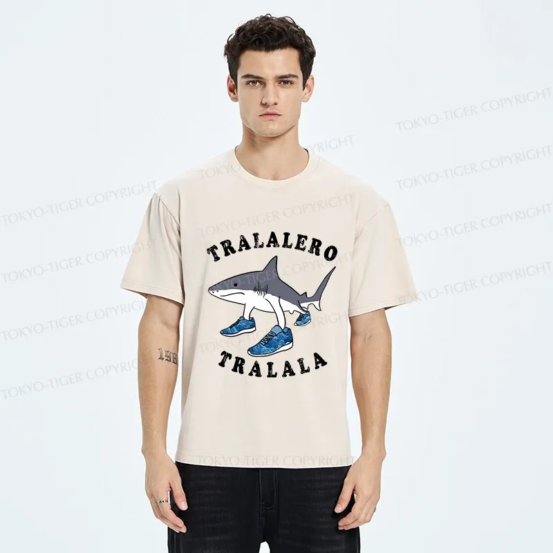 Tokyo-Tiger Tralalero Tralala Funny Washed T-Shirt