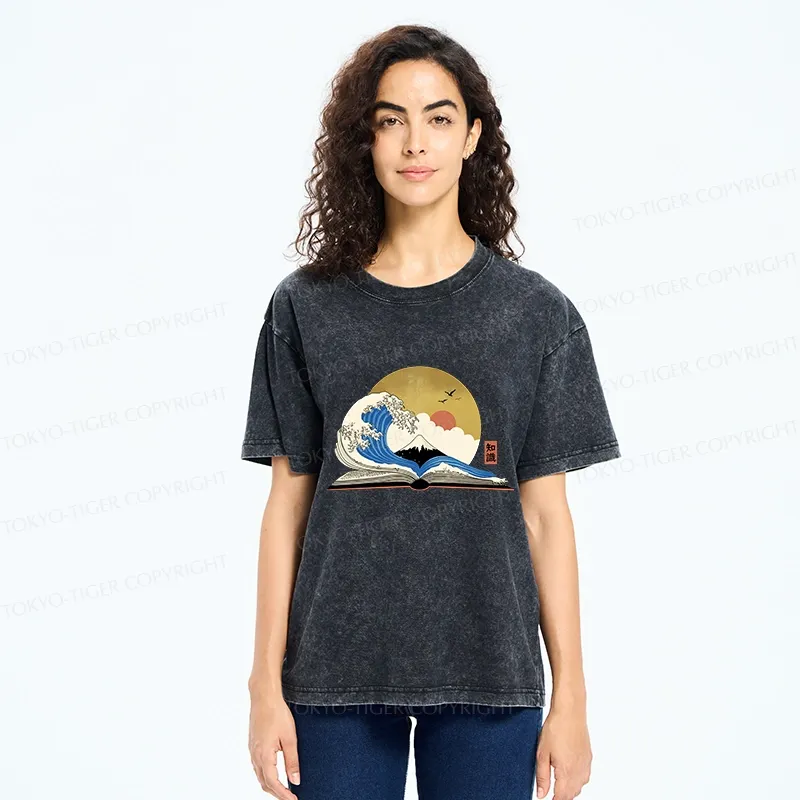 Tokyo-Tiger The Great Wave of Knowledge Washed T-Shirt