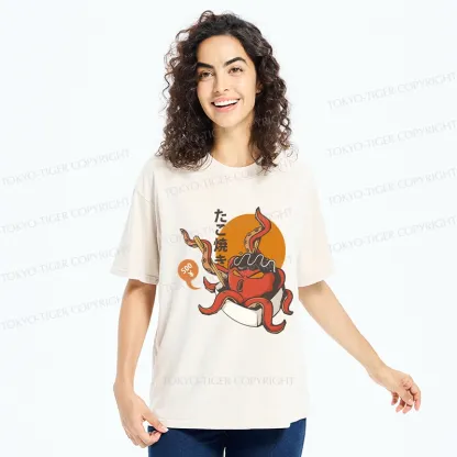 Tokyo-Tiger Yummy Takoyaki Washed T-Shirt