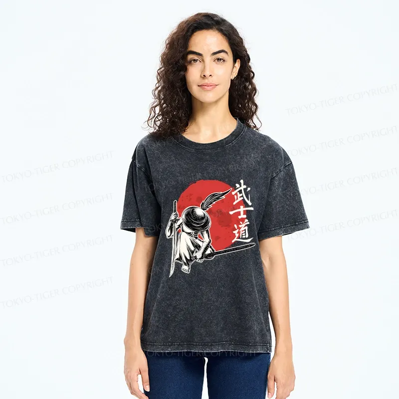 Tokyo-Tiger Bushido Samurai Washed T-Shirt