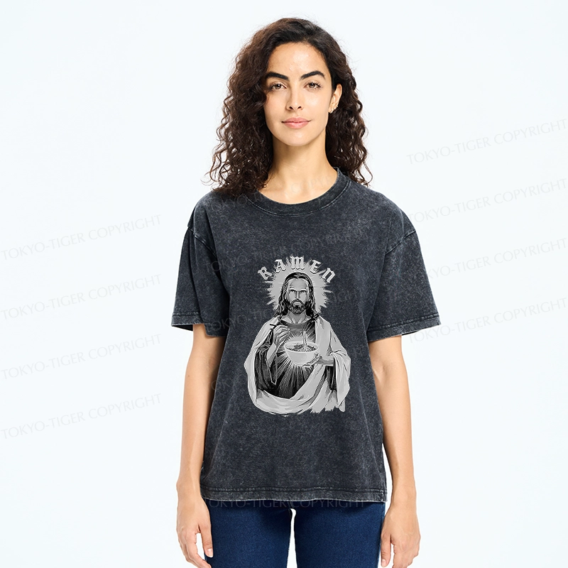 Tokyo-Tiger Ramen Lover Jesus Washed T-Shirt