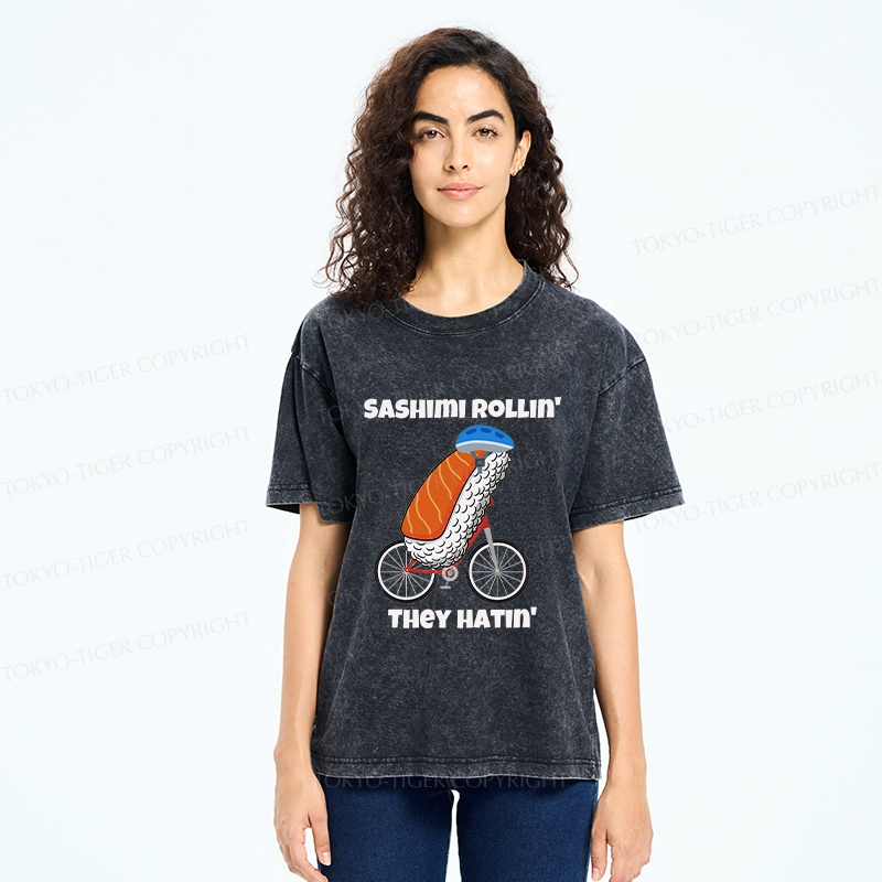 Tokyo-Tiger Sashimi Rollin' They Hatin' Washed T-Shirt