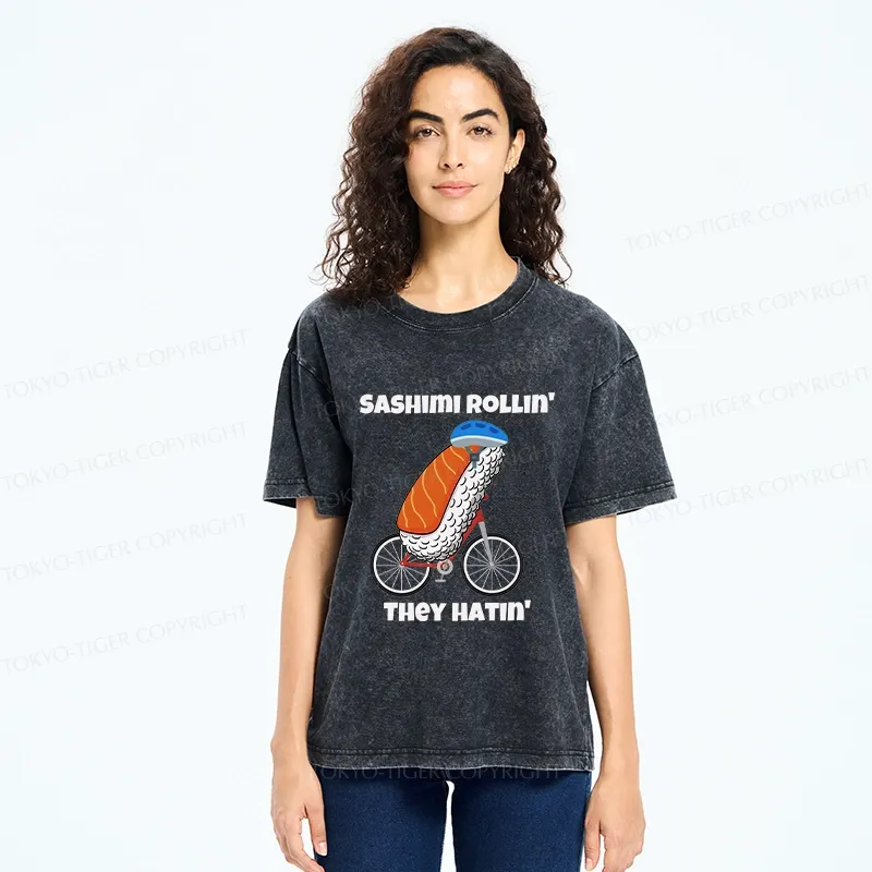 Tokyo-Tiger Sashimi Rollin' They Hatin' Washed T-Shirt