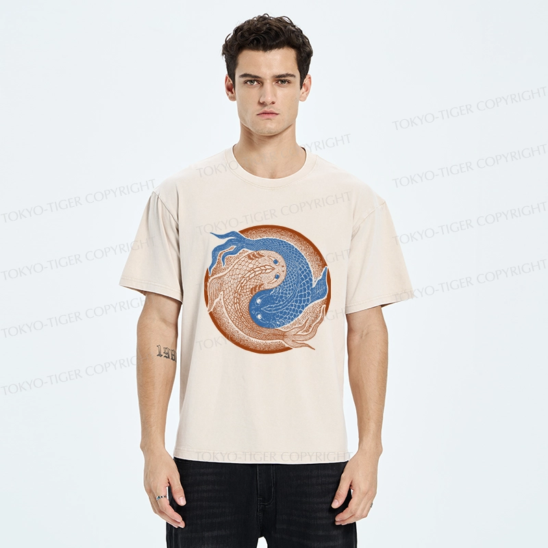 Tokyo-Tiger Yin Yang Fish Washed T-Shirt