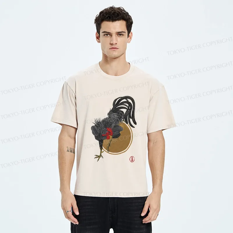 Tokyo-Tiger Strutting Rooster Washed T-Shirt