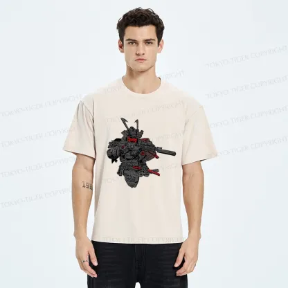 Tokyo-Tiger Samurai Holding A Gun Washed T-Shirt