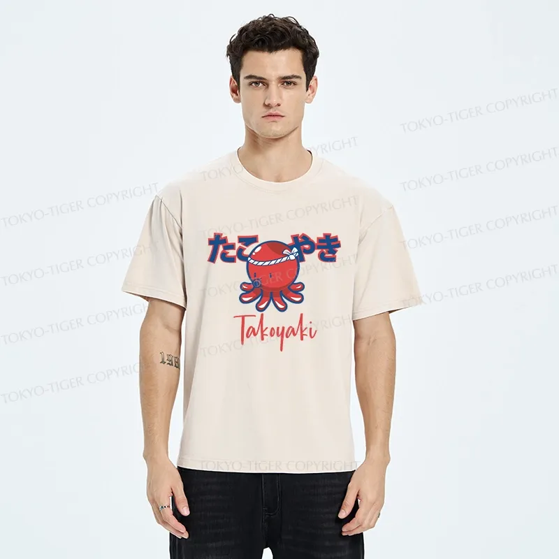 Tokyo-Tiger Japanese Traditional Takoyaki Washed T-Shirt