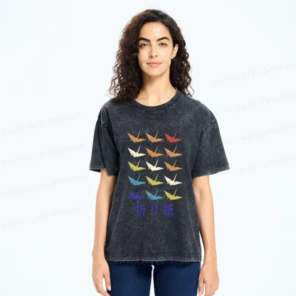Tokyo-Tiger Japanese Traditional Origami Washed T-Shirt