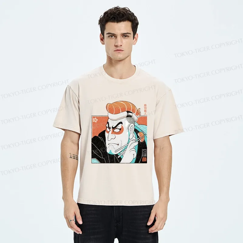 Tokyo-Tiger Sushi Chef Washed T-Shirt