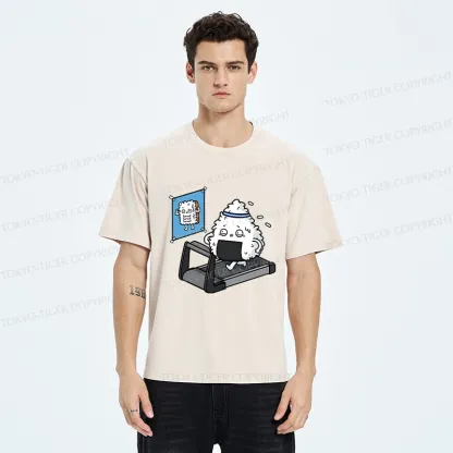 Tokyo-Tiger Funny Sushi Fitness Washed T-Shirt