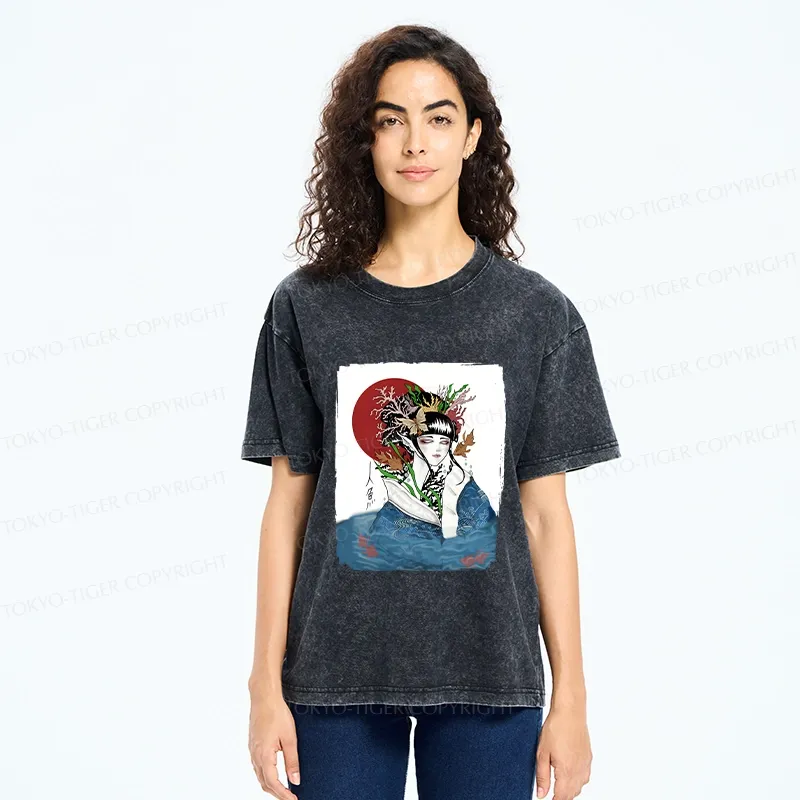 Tokyo-Tiger Japanese Mermaid Washed T-Shirt