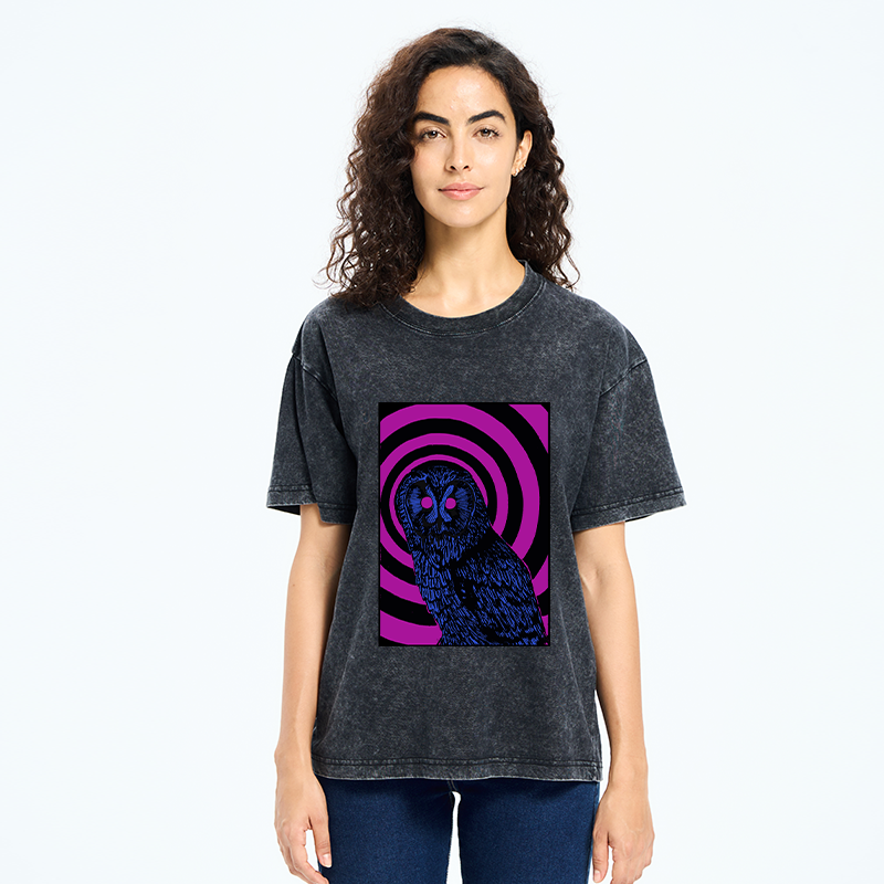 Tokyo-Tiger Psychedelic Owl Washed T-Shirt
