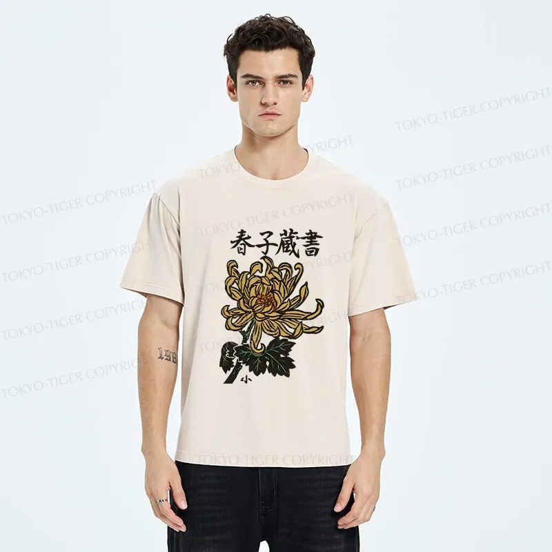 Tokyo-Tiger Spring Chrysanthemum Washed T-Shirt