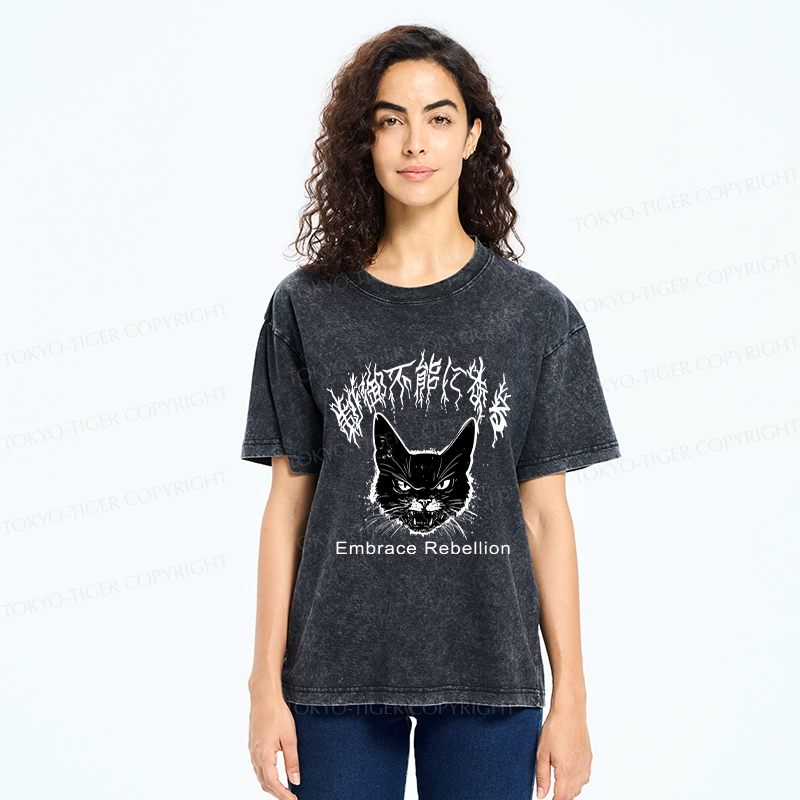 Tokyo-Tiger Embrace Rebellion Washed T-Shirt