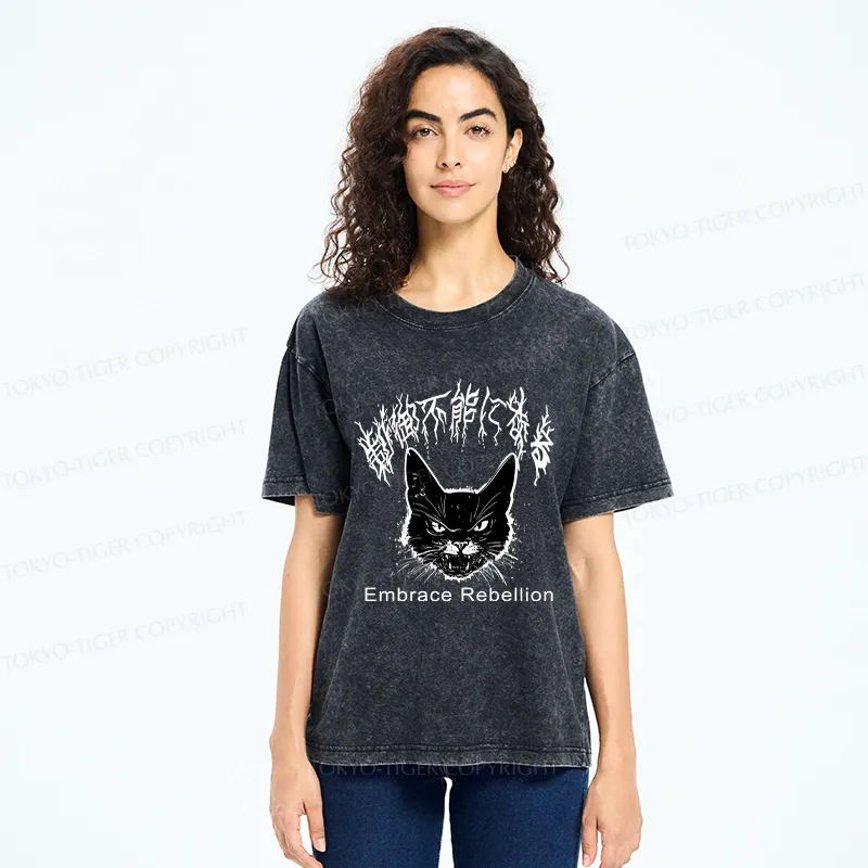 Tokyo-Tiger Embrace Rebellion Washed T-Shirt