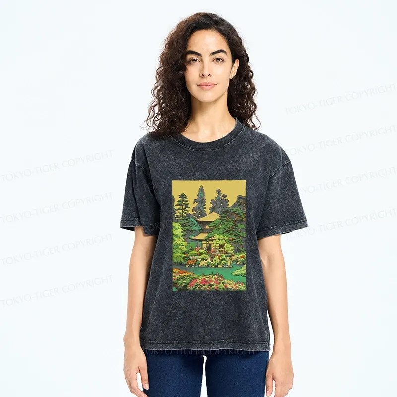 Tokyo-Tiger Retro Kyoto Garden Washed T-Shirt