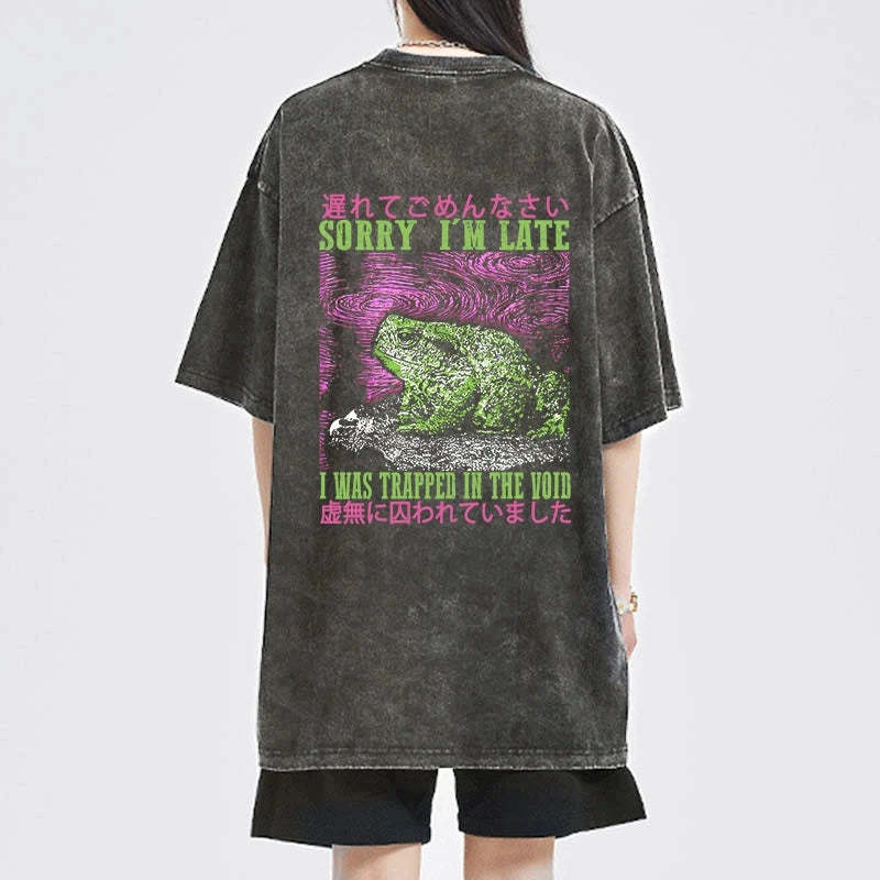 Tokyo-Tiger A Frog In Distress Japanese Front Back Washed T-Shirt-tokyo-tiger