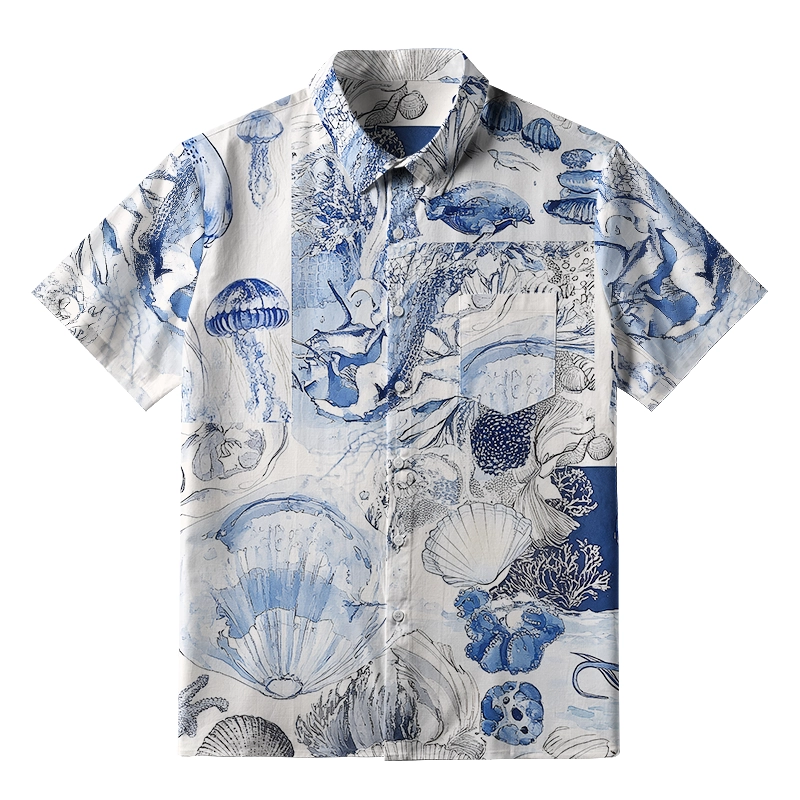 Tokyo-Tiger Vibrant Sea Life Button-up Shirt