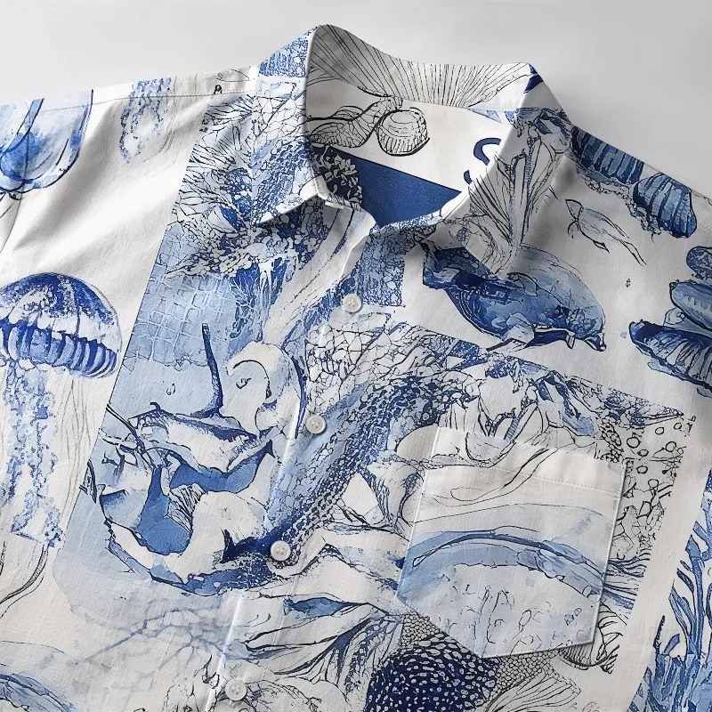 Tokyo-Tiger Vibrant Sea Life Button-up Shirt