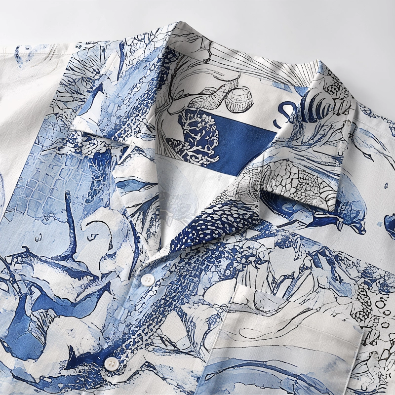 Tokyo-Tiger Vibrant Sea Life Aloha Japanese Hawaiian Shirt