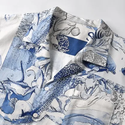 Tokyo-Tiger Vibrant Sea Life Aloha Japanese Hawaiian Shirt