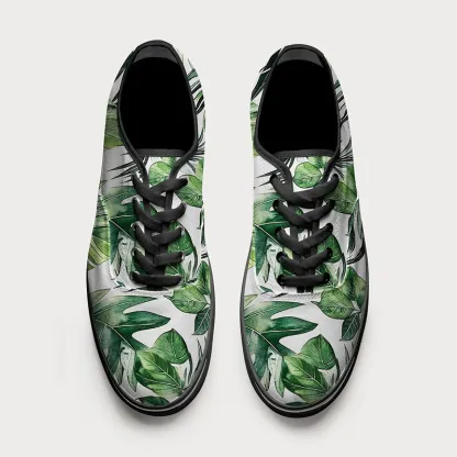Tokyo-Tiger Tropical Leaf Dance Canvas Shoes