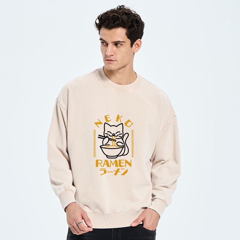 Tokyo-Tiger Cat Obsessed With RamenWashed Sweatshirt