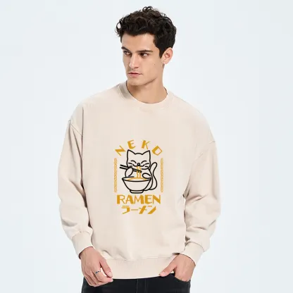 Tokyo-Tiger Cat Obsessed With RamenWashed Sweatshirt