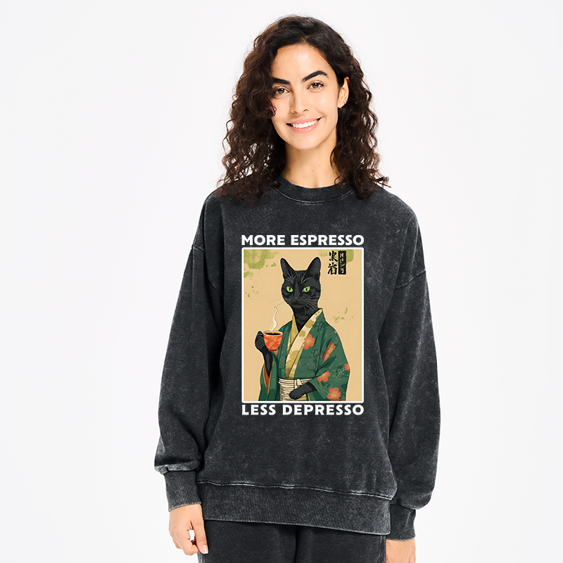 Tokyo-Tiger More Caffeine Less Sadness Washed Sweatshirt