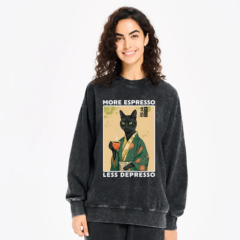 Tokyo-Tiger More Caffeine Less Sadness Washed Sweatshirt