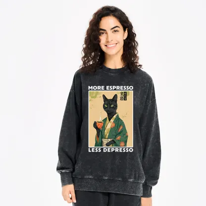 Tokyo-Tiger More Caffeine Less Sadness Washed Sweatshirt