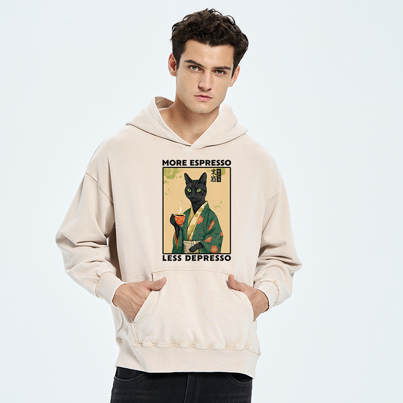 Tokyo-Tiger More Caffeine Less Sadness Washed Hoodie