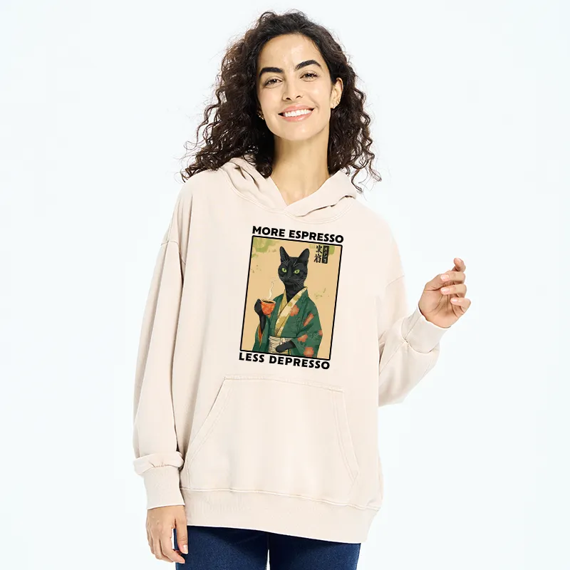 Tokyo-Tiger More Caffeine Less Sadness Washed Hoodie