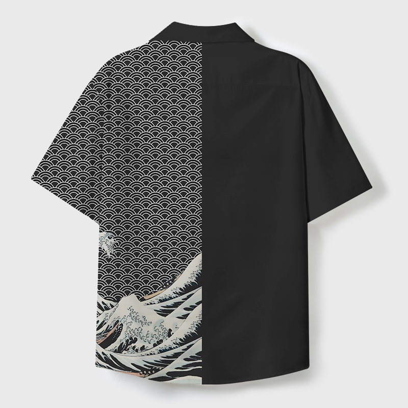 Tokyo-Tiger Half Of The Wave Cuban Collar Shirt