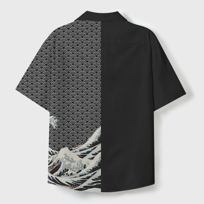 Tokyo-Tiger Half Of The Wave Cuban Collar Shirt