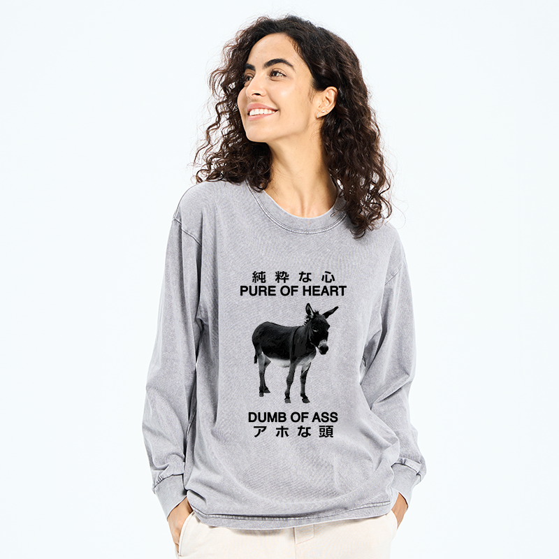 Tokyo-Tiger Pure Of Heart Dumb Of Ass Washed Long Sleeve T-Shirt