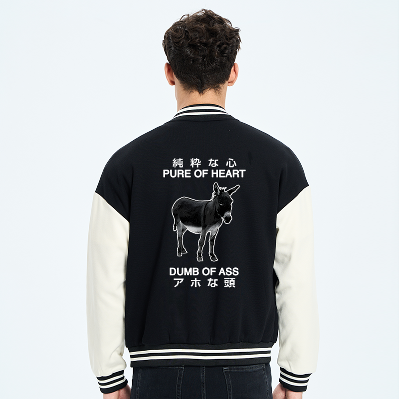 Tokyo-Tiger Pure Of Heart Dumb Of Ass Embroidery Varsity Jacket