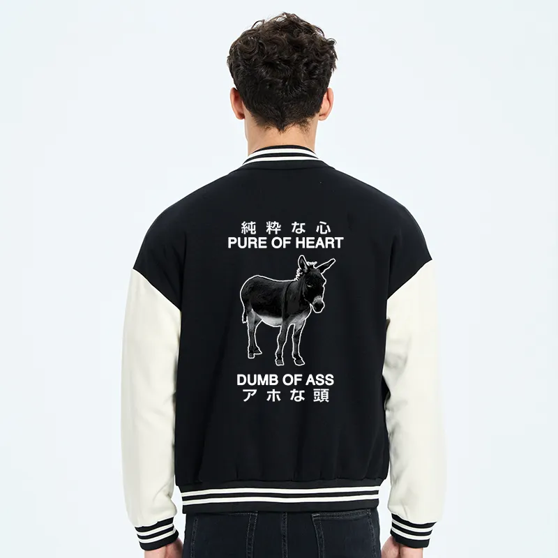 Tokyo-Tiger Pure Of Heart Dumb Of Ass Embroidery Varsity Jacket